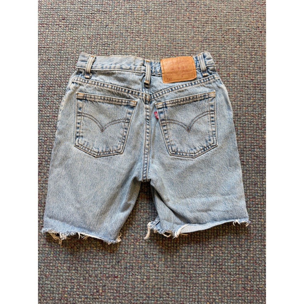 Levis 512 Vintage 90s USA High Waisted Cutoff Denim Shorts Light Wash 25" Faded - Picture 2 of 11
